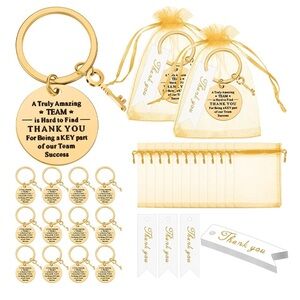 Gold Thank You Keychain Set